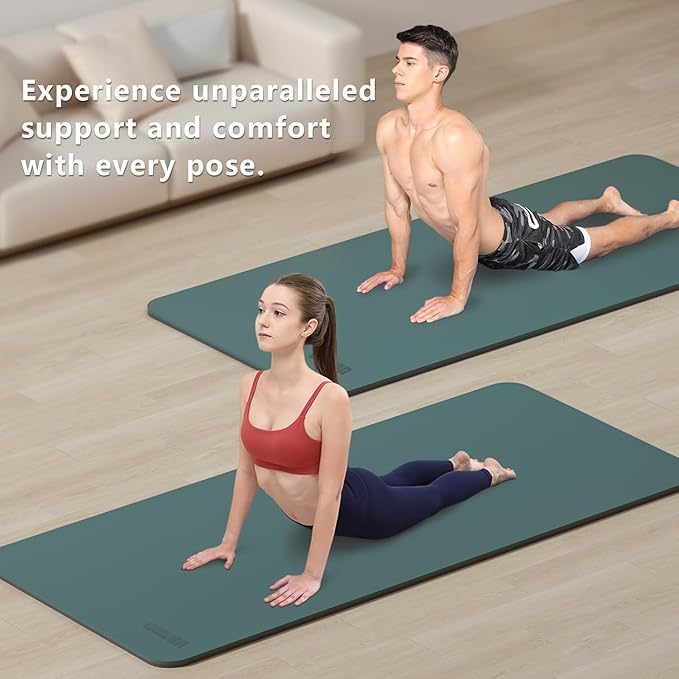 Wide Yoga Mat-80cm Non Slip Extra Thick 1/3'' Fitness Exercise Mat TPE Material High Resiliency Hot Yoga Mats(72“L x 32"W) With Carry Strap for Women Yoga Pilates, Home Floor Workout