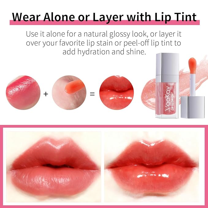Color Changing Lip Gloss Set- Non-Sticky Hydrating Lip Oil, High Shine Glassy Finish, PH Reactive Tinted Lip Plumper, Long Lasting Moisture & Glow(3 PCS)