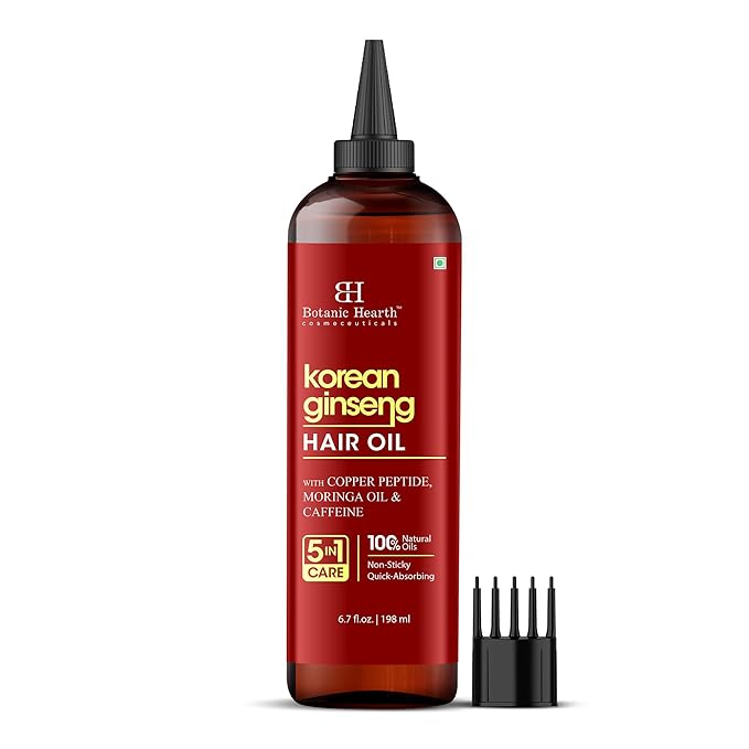 Botanic Hearth Hair Oil for Hair Growth & Home Hair Perm Kit | Strengthening Dry, Frizzy, Damaged Hair & Scalp Treatment | Korean Ginseng Hair Oil – 6.7 Fl Oz