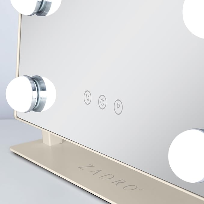 Zadro Scalloped Edge Hollywood LED Vanity Mirror, 12 Dimmable Bulbs, 3 Color Temperatures, 360° Rotation, Angle-Adjustable Tilt, USB-C Plug-in, Large 12" x 19", 1X Viewing Area (Neutral)