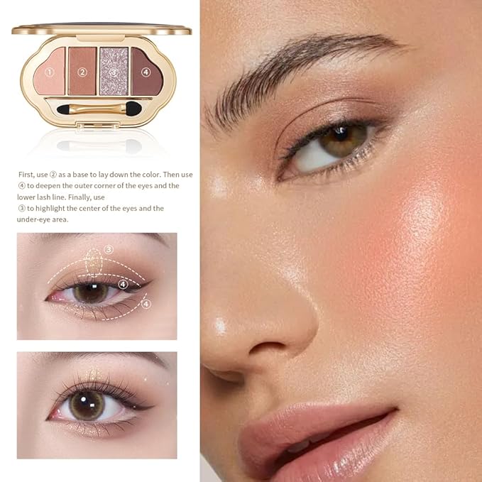 Warm Brown Nude Eyeshadow Palette – High-Pigment Blendable Neutral-Warm Mattes & High-Shine Glitter Eye Shadow for Mature Women, Blue Green Eyes, Natural Everyday Makeup,paleta de sombras de ojos