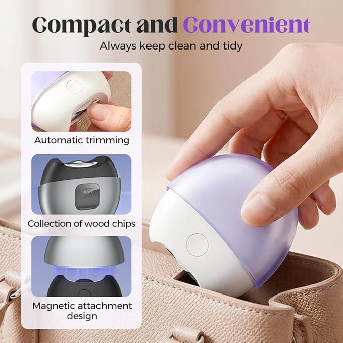 Electric Nail Clipper, 2026 New Automatic Nail Cutter with LED Light, Multifunctional Electric Fingernail Clippers for Easy Nail Care and Polishing, Suitable for Seniors and Adults (Grey)