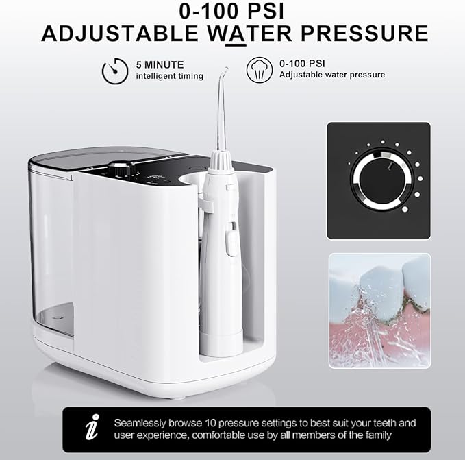 Upgraded Version 900ML Large Capacity Countertop Water Flosser, Aquarius Water Flosser Professional with UV Sanitizer Light, Oral Irrigator for Teeth, Gums, Braces, Dental Care