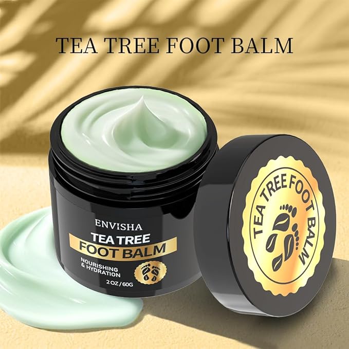 ENVISHA Tea Tree Oil Foot Balm for Cracked Heels - Extra Strength Moisturizing Cream for Dry Feet, Hands, Elbows and Knees - Softens Rough Skin, 2 oz