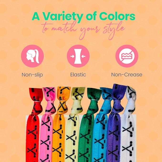 Sportybella Multicolored Hair Ties and Accessories - Elastic No-Crease Set for Girls, Ice Hockey Players & Teams. Ice Hockey Gifts, 8pcs.