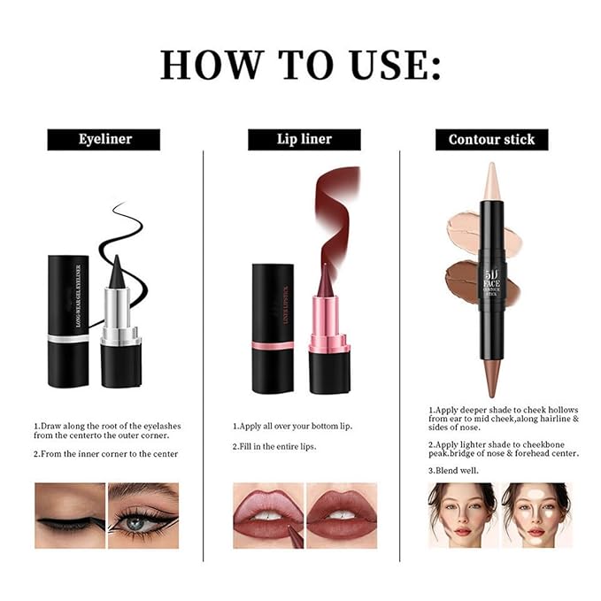 MAEPEOR Face Makeup Kit 5D Perfect Face Full Kit Contour Lipliner and Eyeliner Longlasting and Waterproof Face Makeup Set For Girls Women (Set 03)