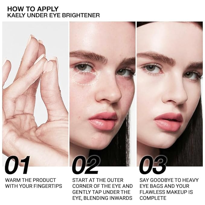 Kaely Under Eye Brightener, Under Eye Concealer for Older Women, Color Correcting Pot Concealer for Dark Circles Brighten Makeup, corrector de ojeras, Vegan & Cruelty-Free, 03 Ivory White Shimmer