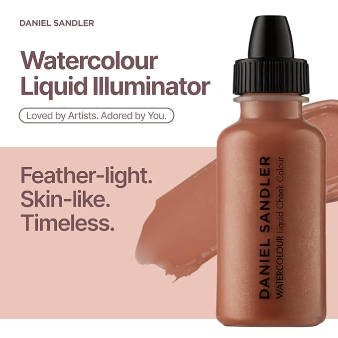 Daniel Sandler WATERCOLOUR LIQUID ILLUMINATOR 'GOLDEN GLOW' 15ml – Liquid Shimmer Makeup, Highlighter – Oil-Free, Lightweight, Buildable & Long-Lasting for Cheeks, Lips