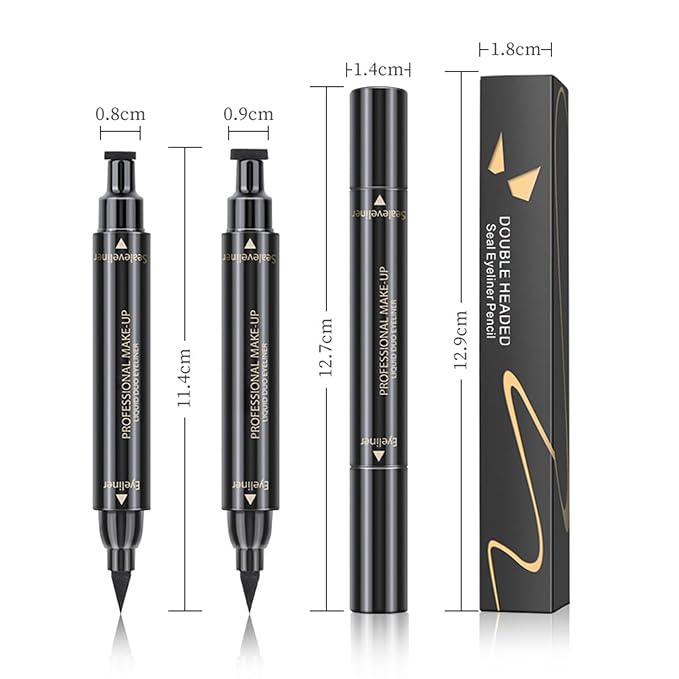 Erinde Winged Eyeliner Stamp - 2 Pens, Waterproof Liquid Eye Liner & Stamp for Perfect Cat Eye, Smudge-Proof Cat Eye Liner Cat Stencil Tool, Quick & Easy Black Wingliner