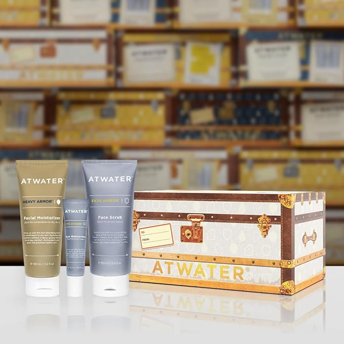 ATWATER Arctic Horizon Gift Set – Men’s 3-Piece Skincare Kit with Face Scrub, Eye Cream & Moisturizer, Clean Skincare Set for Daily Hydration