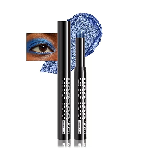 Blue Eyeshadow Waterproof Long Wear Blue Eyeshadow Stick Highly Pigmented Blendable blue Shimmer Cream eyeshadow (18# navy blue)