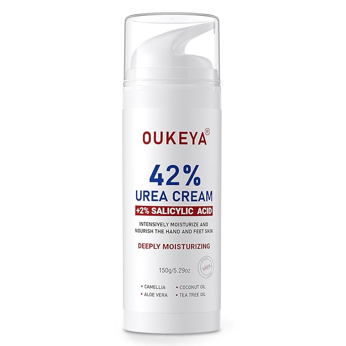 OUKEYA Urea Cream with Salicylic Acid for Dry, Rough Skin – Moisturiser for Feet, Heels, Hands & Elbows, 5.29 Oz