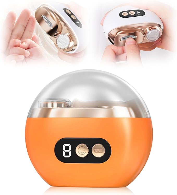 Multi Functional Electric Nail Trimmer, 2026 Upgraded 3 in 1 Electric Polishing Automatic Nail Clippers for Toenails or Hand Fingernails, Portable Rechargeable Device for Adults Seniors Care (Orange)