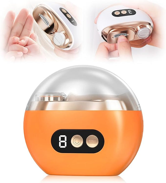 Electric Nail Clipper, 2026 New 2 in 1 Electric Automatic Nail Clipper & Trimmer, Portable Finger Nail Clippers for Seniors Adults, Nails Care Trimming Tool with with LED Light (Orange)