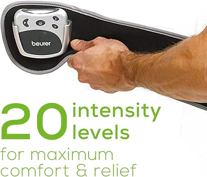 Beurer EM38 Lower Back Pain Relief Belt, TENS Unit Muscle Stimulator | 4 Electrodes | Adjustable & Breathable | Women & Men | Fits 30”-55” Waist | Lower Back Support, Lumbar Support, Back Brace Belt