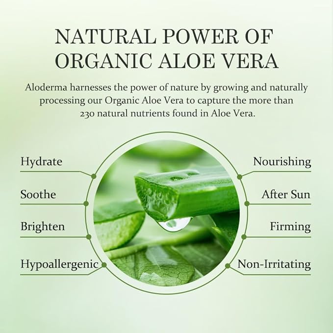 Aloderma Hydrating Aloe Face Serum Made with 65% Organic Aloe Vera - Deep Moisturizing Lightweight Aloe Vera Facial Serum with Hyaluronic Acid for Flawless Skin - Nourishing Serum for Face - 1.7oz