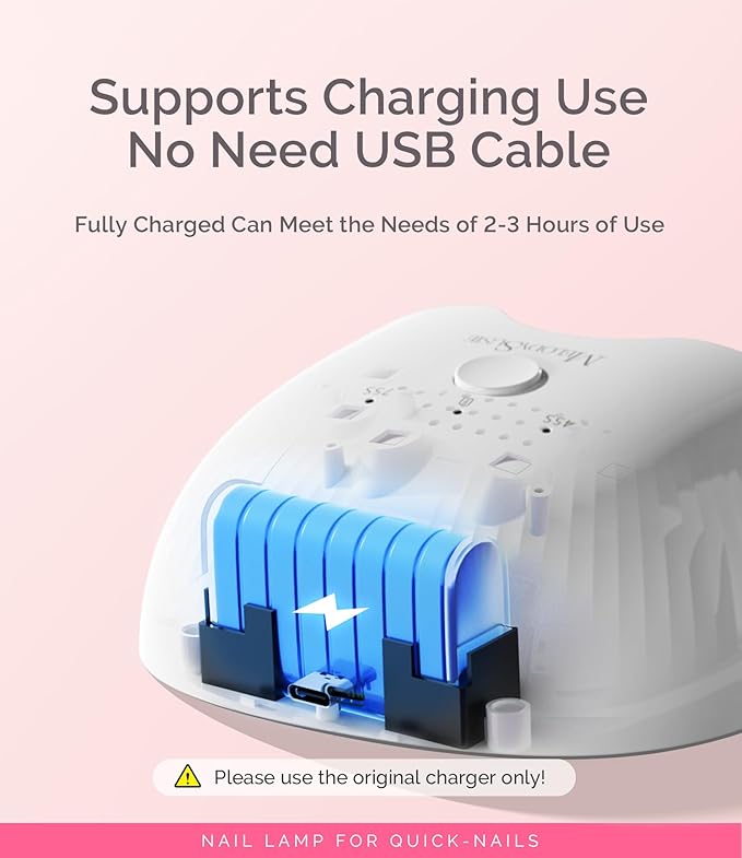 MelodySusie Small Cordless UV Nail Lamp, P-ART06G Rechargeable Portable LED UV Light with Smart Sensor, 4-Finger Curing for All Soft Gels, Especially Half-Cured Gel, Base Coat & Top Coat, White