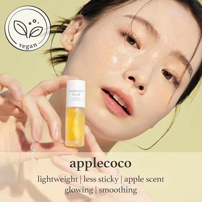NOONI Korean Hydrating Lip Oil - Applecoco | Long-Lasting, Moisturizing, Plumping, Revitalizing for Dry Lips, Waterproof, No Peel Off, Hydrating, Nourishing Crystal Clear, 0.12 FL Oz