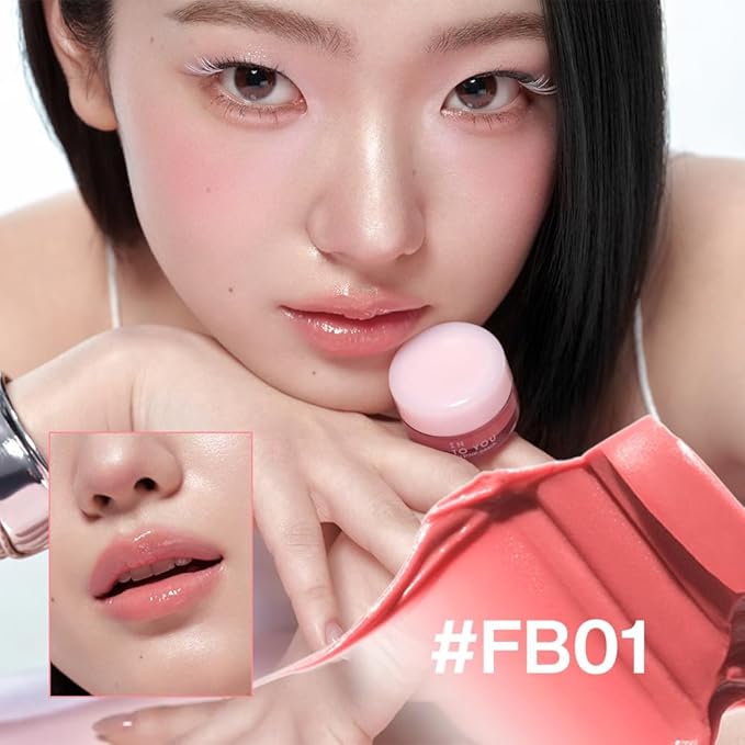 INTO YOU Frozen Glow Lip Balm, Hydrating Lip Gloss, Shine Finish, Nourishing Sheer Tint Pudding Pot with Vitamin E and Seed Oil, Plumping, Moisturizing Lip Makeup, 0.18oz, FB01 Pink Peach