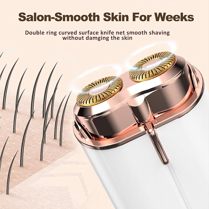 Facial Hair Removal for Women, Portable Painless Lady Shaver with Built-in LED, Wet/Dry Electric Razor Hair Remover Device for Face/Lips/Peach/Fuzz