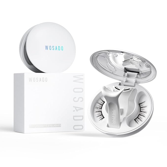WOSADO Magnetic Eyelashes with Applicator Kit, [V10 Ultra Black] Reusable Magnetic Lashes without Eyeliner, Glue-free False Lashes, Waterproof, Lightweight, Suit for Natural Makeup