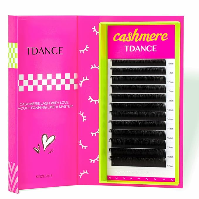 TDANCE Cashmere Lash Extensions Super Soft Classic Lash Extension 0.05mm Thickness C Curl 14mm Single Length Individual Lash Extensions for Professional Salon Use(0.05-C,14mm)
