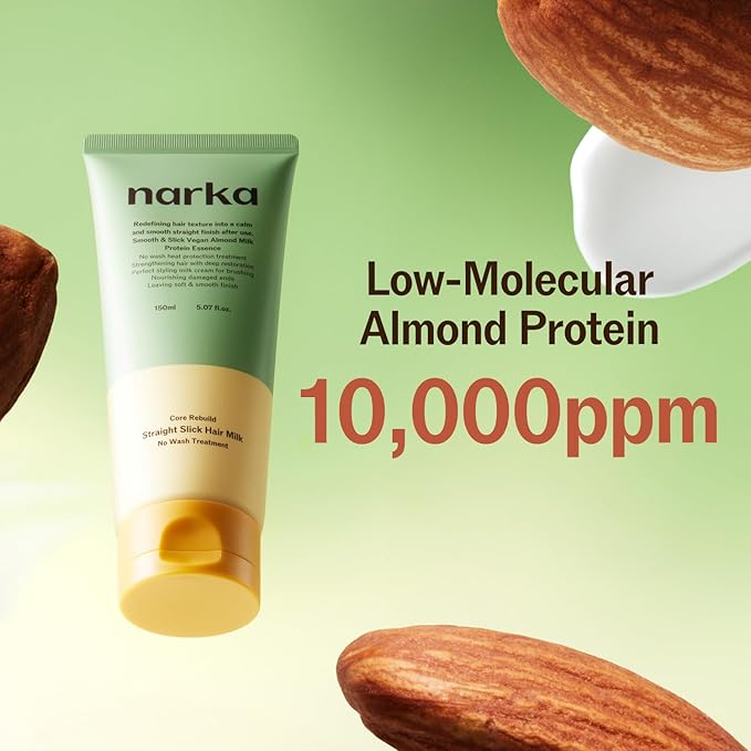 NARKA Leave-In Conditioner Hair Milk – Heat Protectant 392°F (200°C), Anti-Frizz Smoothing Cream, Split End Repair, Lightweight Non-Greasy Hydrating Hair Serum (150ml / 5.07 fl oz.)