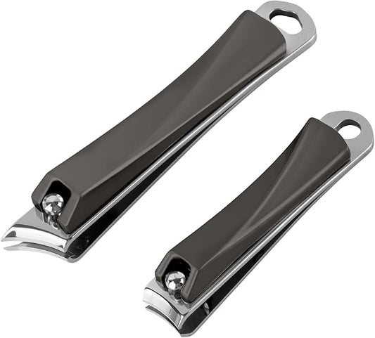 Nail Clippers Set for Ingrown & Thick Toenails, Ultra Sharp Stainless Steel Angled Toe Nail Clipper, Professional Grooming Tool for Men & Adult (Black)
