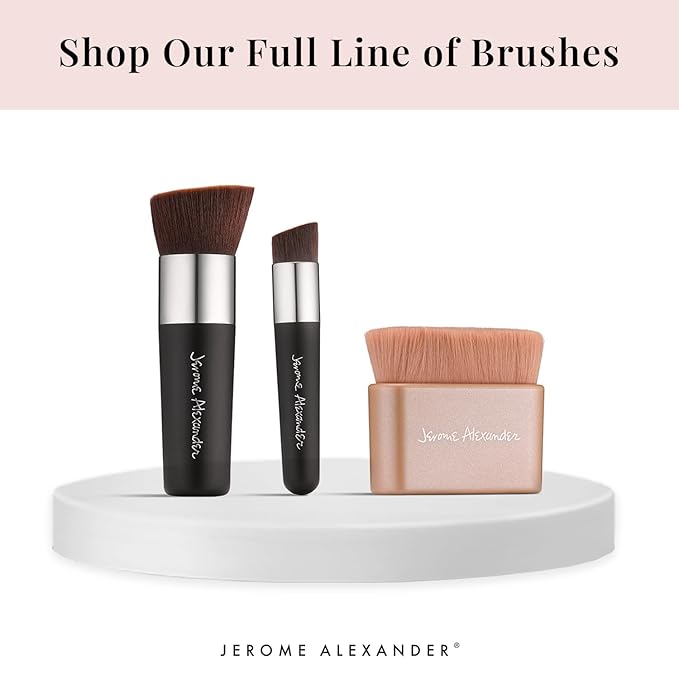 Jerome Alexander Angled Kabuki Foundation Brush (Black) - Flat Top Buffer Brush for Seamless Blending of Liquid, Cream & Powder Makeup - Buildable Coverage Without Caking - Pro Vegan Bristles