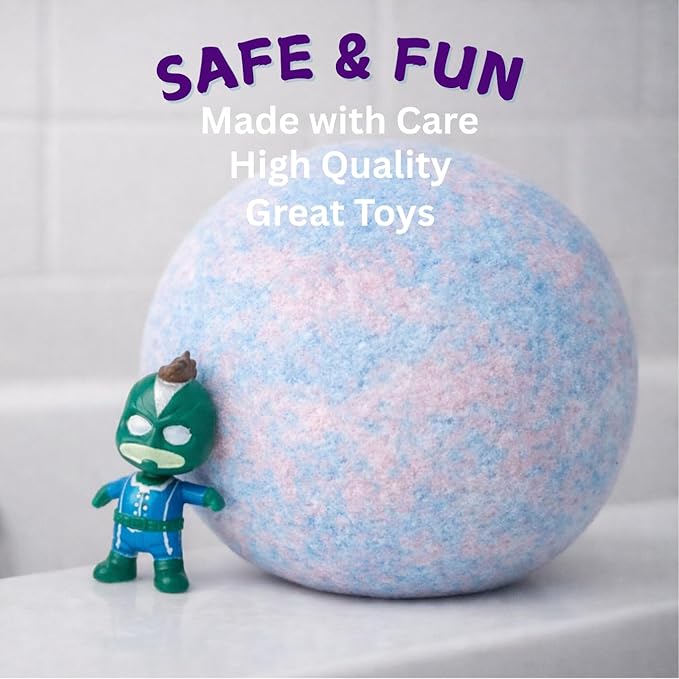 EvolutionUSA Purple Epic Superhero Bath Bombs for Kids, 6 Super Hero Bath Bombs with Toy Inside, Lush Childrens Bathbombs, Organic Bathbomb with Surprise Inside, Fizzy Fun Superhero Bath Balls
