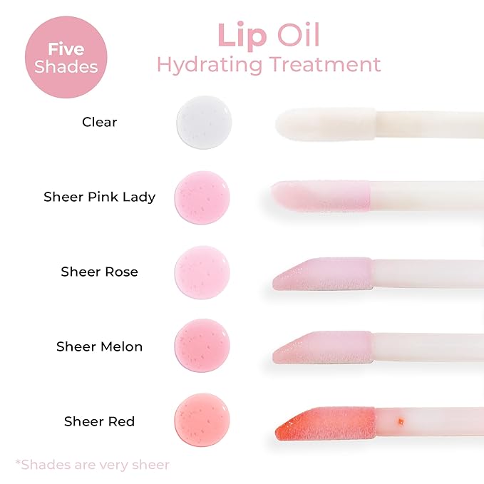 MCoBeauty - Lip Oil Hydrating Treatment - Sheer Pink - Moisturizing Jojoba Oil Lip Gloss - Juicy High-Shine Tinted Lip Glaze for Dry Lips with Doe-Foot Applicator - Cruelty Free Lip Care