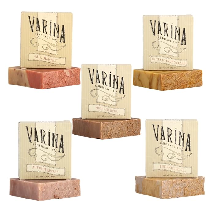 Varina Natural Pumpkin Spice Variety Bar Soap - Spicy - 5 Pack 4.5 oz Bars