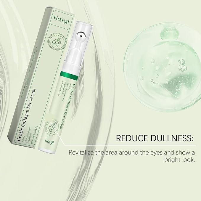 Vegan Collagen Eye Serum - Triple Hyaluronic Acid & Peptide Collagen Serum Improve Skin Elasticity, Reduce Fine Lines & Dark Circles-Skin Care Eye Cream - 0.5fl. oz/15ML