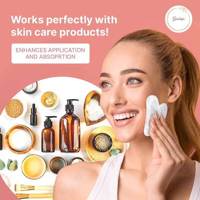 Natural White Quartz Gua Sha Facial Tools | Guasha Tool for Face Sculpting, Shaping, Reduce Puffiness, Tension Relief | Stone for Eyes, Face and Body