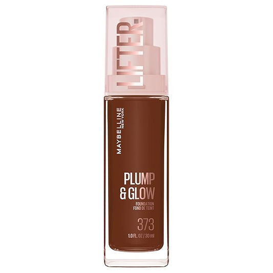 Maybelline Lifter Plump & Glow Foundation, Liquid Foundation with 2% Niacinamide + Hyaluronic Acid, Plumping and Brightening Face Makeup, 373, 1 Count