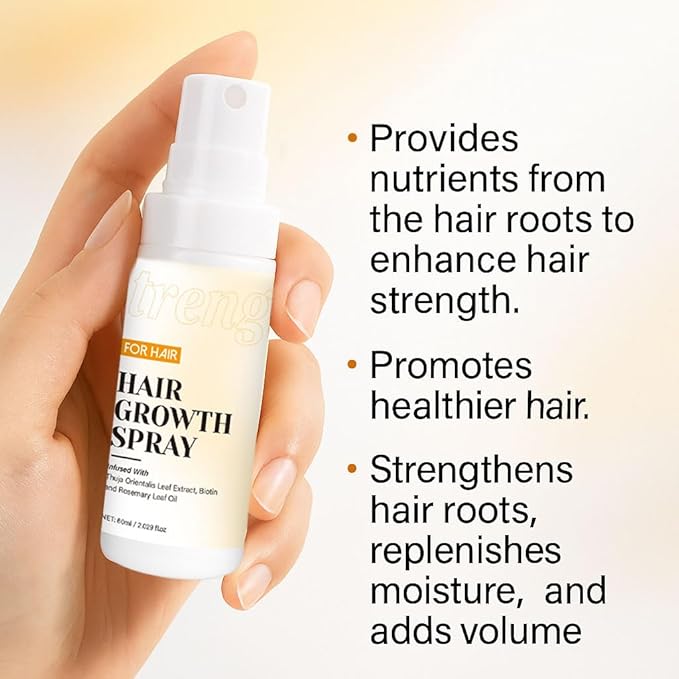 Rosemary Oil & Biotin Hair Growth Spray for Scalp | Non-Greasy Formula to Reduce Hair Thinning & Prevent Hair Loss, 60ml Bottle