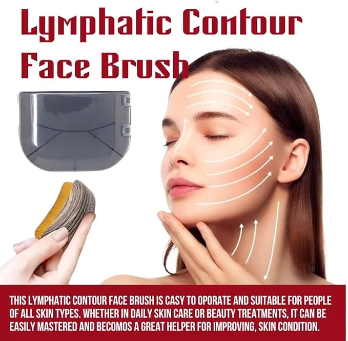 Lymphatic Contour Face Brush - Lymphatic Drainage Massager for Face Lifting, Jawline Sculpting & Anti-Puffiness - Ultra-Soft Dry Brushing Facial Tool with Travel Case