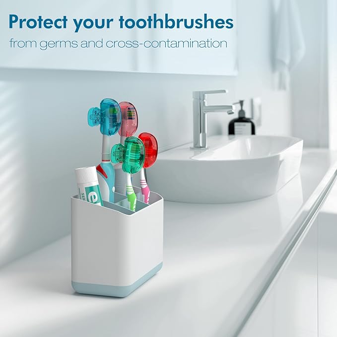 Nincha 4-Pack Multicolor Toothbrush Head Covers - Universal Clip-On Protector for Manual & Electric Brushes - Travel-Friendly Hygienic Dust Guard - Suitable for Kids & Adults (Red, Blue, Green,Pink)