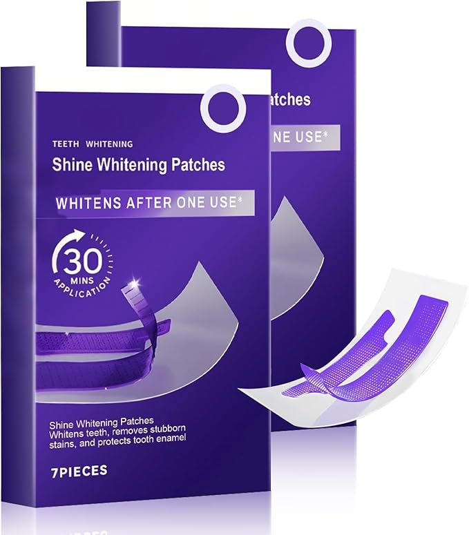 Purple Teeth Whitening Strips, Enamel Safe for Sensitive Tooth, Professional Treatments Coffee & Smoking Deep Stain Power Removal, Residue-Free Non-Slip (14Pcs)