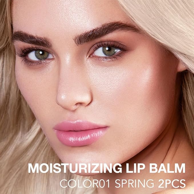 HHLTOH 2Pcs Tinted Lip Balm Moisturizing Lipstick – Soft Pale Pink Sheer Hydrating Lip Color for Dry Lips – Nourishing Lip Balm for All Women with a Subtle Natural Scent (S01 & S01)
