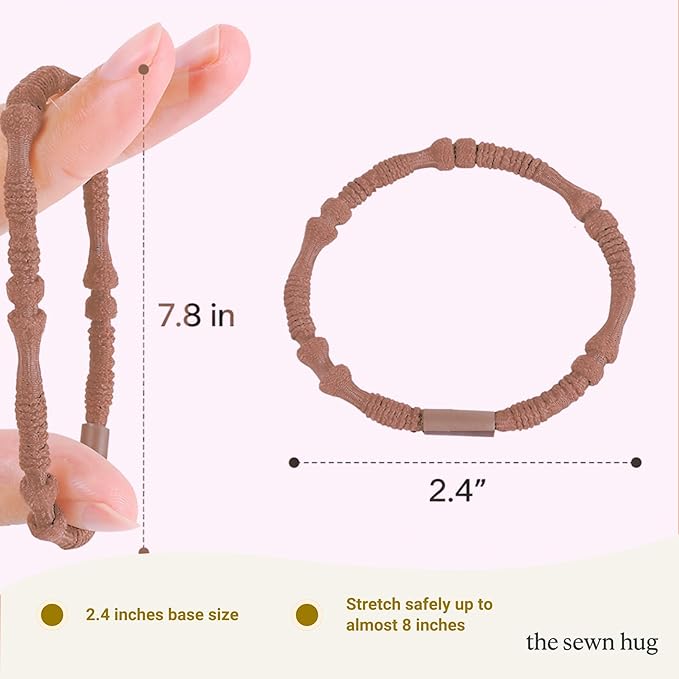 Boho Hair Ties, 20-Pack (4 Styles) Cute Elastic Bands for Thick or Thin Hair, No-Damage Stretch Bracelets, Brown Hair Accessories for Women & Girls (Stardust Soirée)
