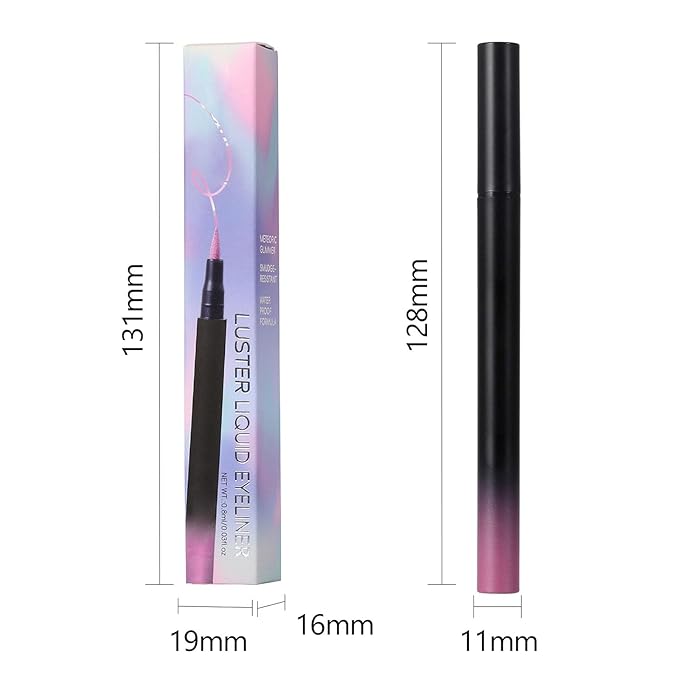Liquid Eyeliner Pen, Waterproof Eyeliner Long-lasting Eye-Liner, Metallic-Eye-liner Easy To Use, White Black Red Brown Purple Colorful Eyeliner (Silver)