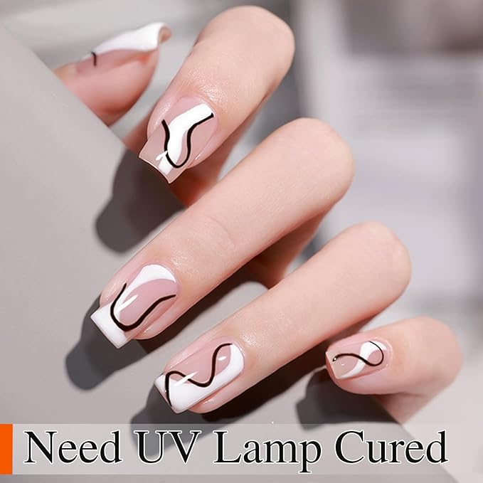 Double Rhythm 15 Ml Metallic Gel Liner Polish Nail Art Bronze Mirror Chrome Painted Drawing Stripper 3D Effect (Black Liner Art-L1005)