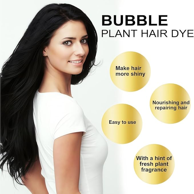200 ML Bubble Hair Dye, Natural New Botanical Bubble Hair Dye Hair Dye Shampoo for Women Men. (Dark Brown)