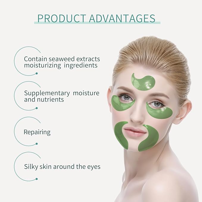 MOND'SUB Under Eye Patches for Puffy Eyes and Dark Circles, Eye Masks for Sleep,Brighten,Fine Lines & Hydration,Green Eye Masks