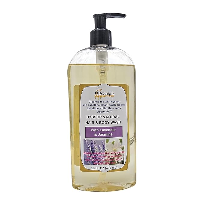 BIBLE N Beautyoils Cleanse Me With Hyssop Natural Hair and Body Wash, Organic Hyssop Infused Shampoo and Body Wash for Nourishing and Refreshing Hair & Body Cleansing