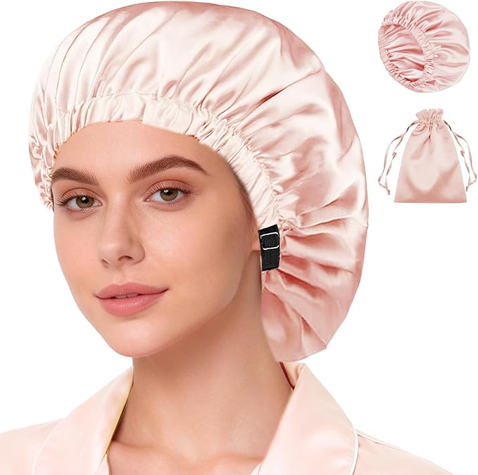 Satin Bonnet 2Pcs Silk Bonnet Hair Bonnets For Sleeping Silky Soft Sleep Cap Womens Night Curly Natural Hair Caps