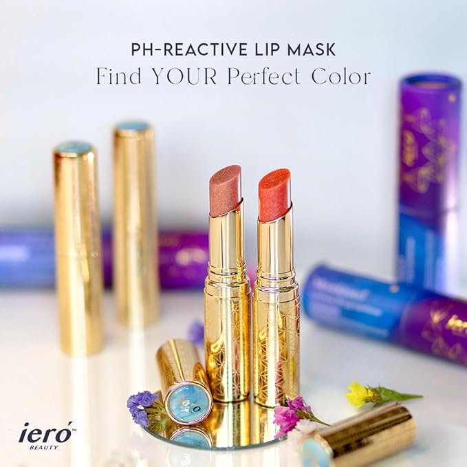 ieró Beauty Luminous pH Lip Balm, Moisturizing Vegan Tinted Lip Balm, 3-in-1 Soothing Lip Serum + Plumping Balm + pH Reactive Tint, Shea Butter & Vitamin E, Made in Italy - 0.088oz
