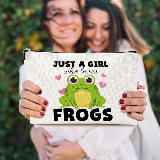 Cute Frog Makeup Bag Frog Gifts Funny Frog Lover Gifts for Women Cosmetic Bag Frog Stuff Birthday Graduation Gifts for Animal Lovers Girls Sister Daughter Niece Christmas Mothers Day Toiletry Bag
