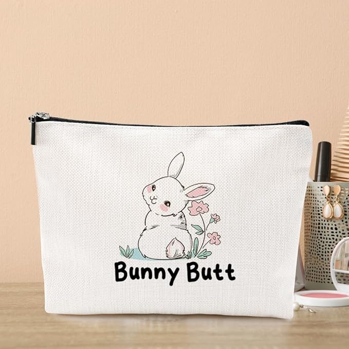 Funny Cute Rabbit Makeup Bag Bunny Gifts Bunny Supplies Accessories Cosmetic Bag for Women Girls Daughter Pet Owner Bunnies Lovers Sister Best Friends Bestie Nurse Graduation Mothers Day Birthday